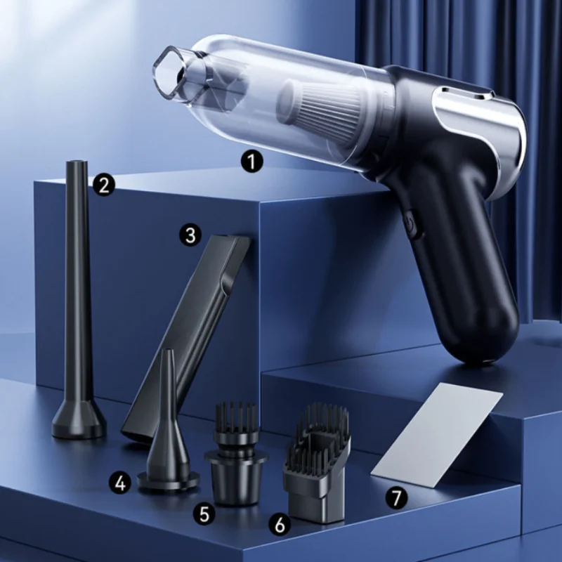 

20Kpa Cordless Handheld Vacuum - Portable Rechargeable Car Cleaner with HEPA Filter, 5 Tools, for Pet Hair, Blowing & Suction.