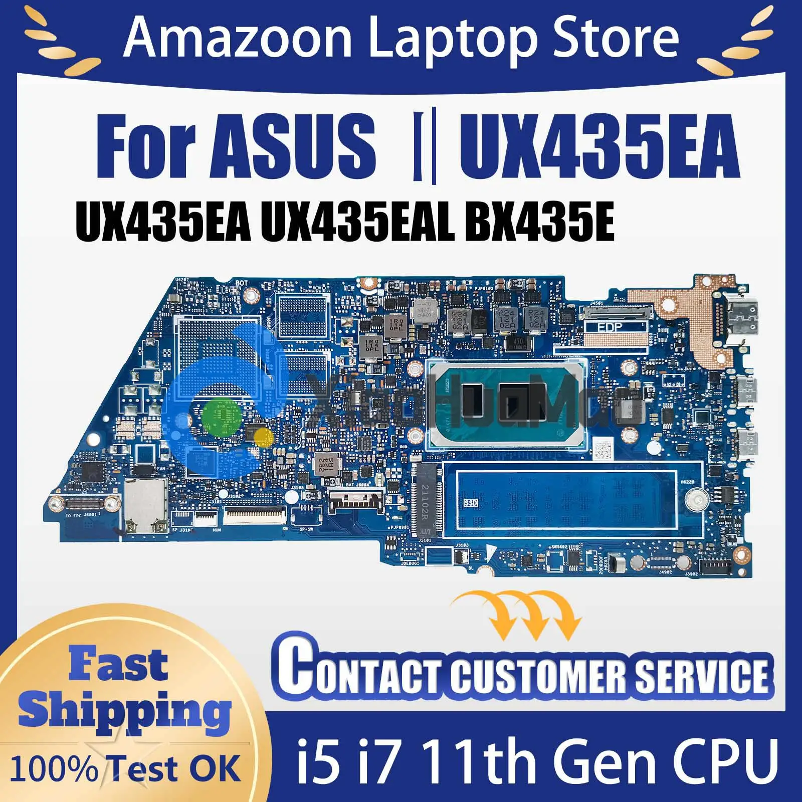 UX435EA mainboard for ASUS UX435EG UX435EAL UX435EG UX435EGL RX435E BX435E laptop motherboard I5 I7 11th Gen 8GB/16GB-RAM DDR4