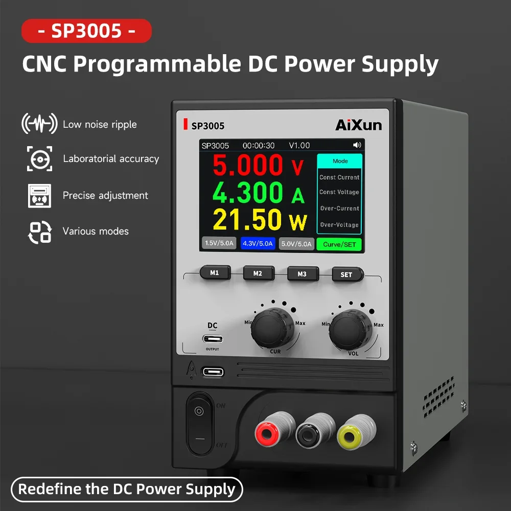 AIXUN SP3005 CNC Programmable DC Power Supply Adjustable 30V 5A 150W Voltage & Current Dual Input Regulator Stable Power Supply