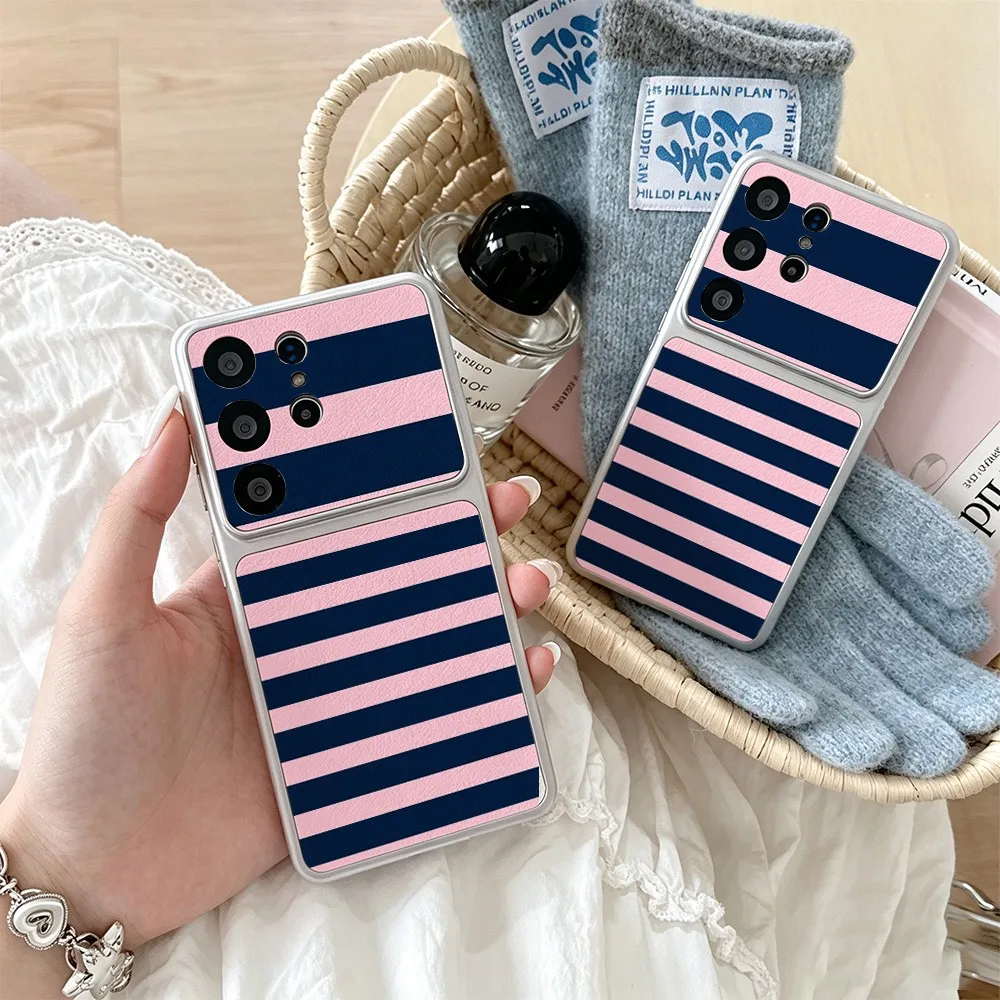 Fragola Blush Navy Stripes Phone Case For Samsung Galaxy S26 S25 S24 S23 S22 S21 S20 FE Plus Ultra 5G Skin texture