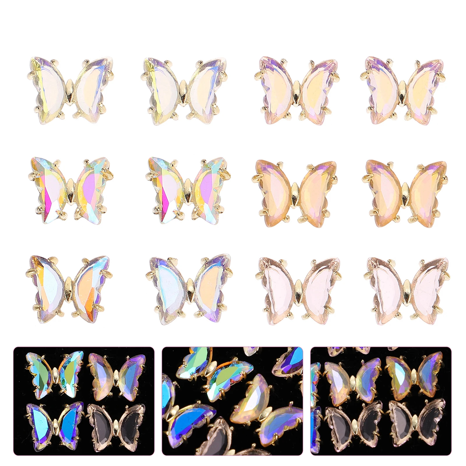 

12pcs Butterfly Nail Charms 3D Alloy Butterflies Nail Charm Decorations Bright Color DIY Manicure Supplies Easy Use