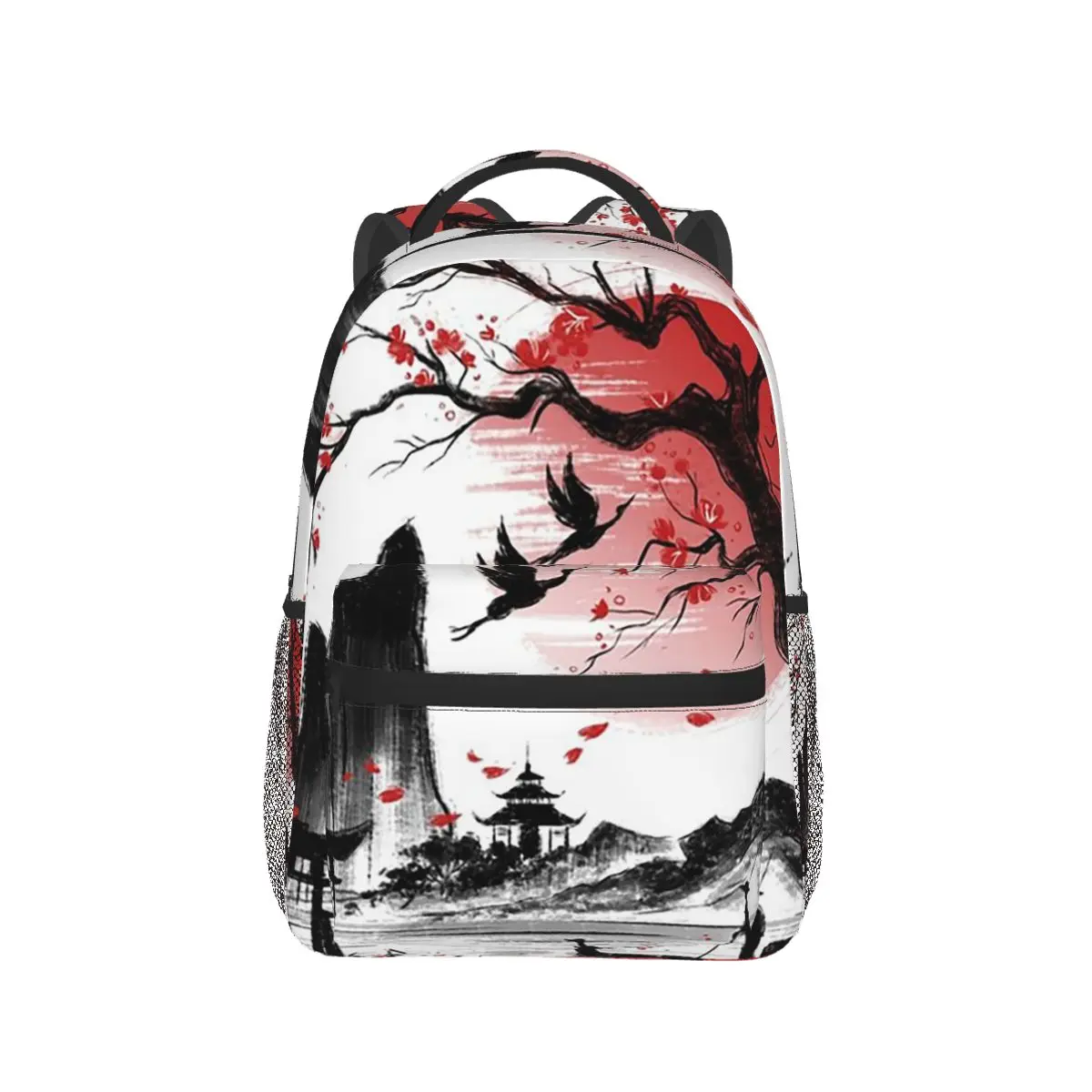 

Red Sun And Mountain Ink Painting Backpack Hot Sale Daypack Large Capacity Kids BookBag School Bag Shoulder Bags for Men Women