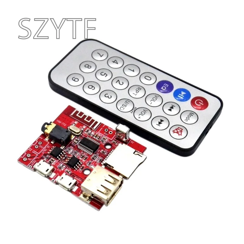 Car Bluetooth-compatible 4.1 MP3 WAV Decoding Board 3W Speaker Amplifier Audio Receiver Module Support USB/TF Remote Control