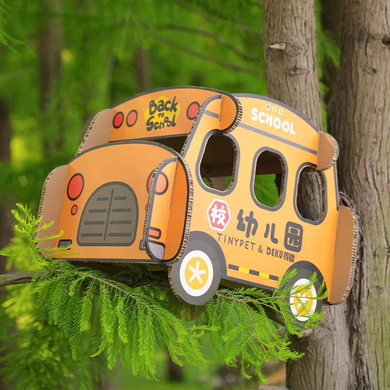 Cat Scratcher House Car Shape Corrugated Cardboard Cat Bed Climbing Frame Durable Scratch Board Indoor Cat Furniture Large Size