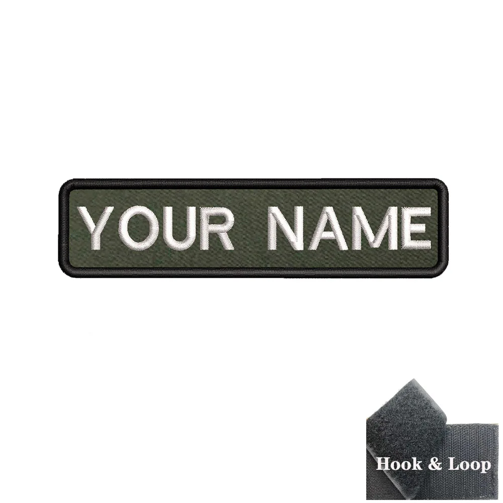 1 STÜCK 10 cm x 2,5 cm Benutzerdefinierte personalisierte Namensnummer Patch Streifen Abzeichen Tags Chevrons Armband Eisen auf oder Hakenschlaufe bestickt