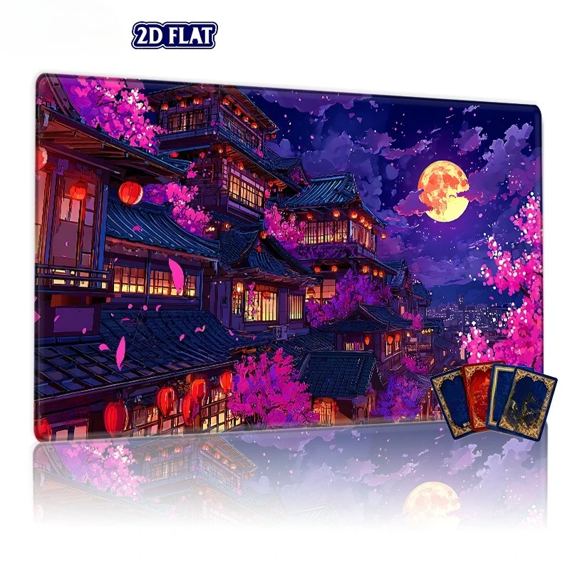 Japanese traditional architecture cherry blossom month scene game mat. Suitable for CCG/TCG/RPG tabletop games