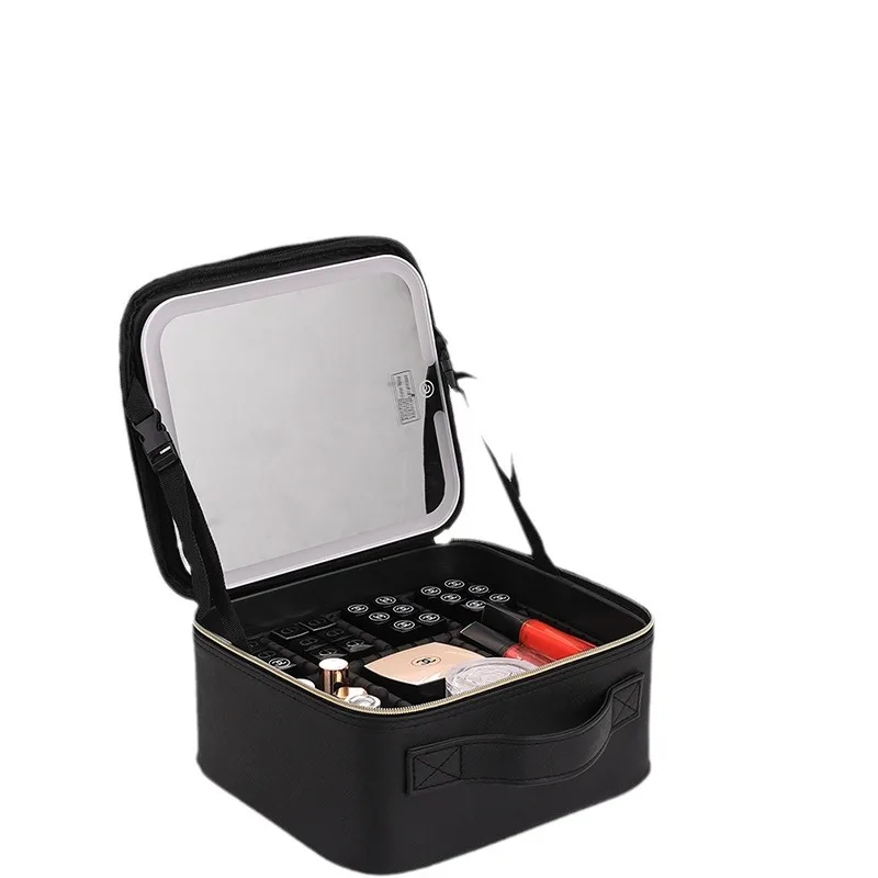 New Cosmetic Bag with Heightening, with Light and Mirror, Rechargeable Portable Suitcase, Large-capacity Cosmetic Case Cosmet...