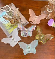 Big Sale Frosted Crystal Fairy Butterfly Hair Claw Shark Clip for Women Summer Crab Hair Clips Hairpin Headwear Hair Accessories