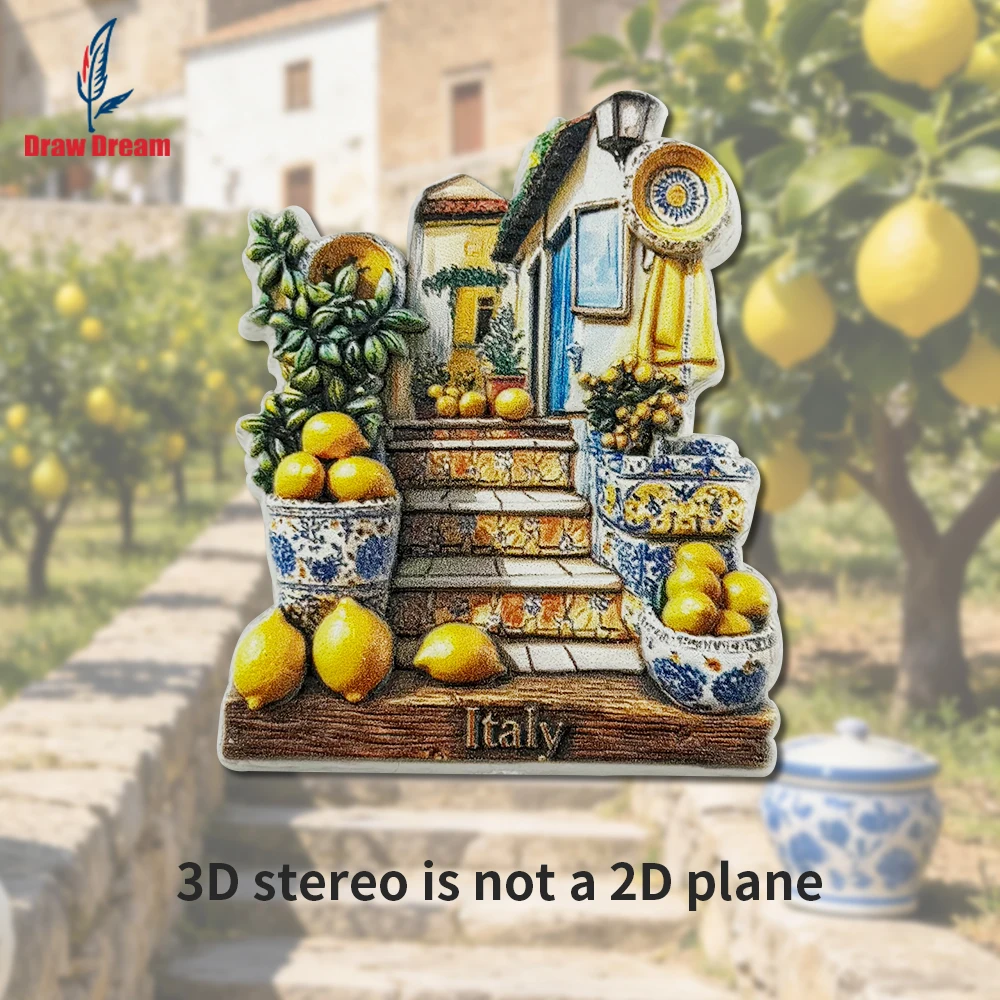 1 Peça Ímã de Geladeira 3D Criativo da Costa Amalfitana Italiana, Coleção de Lembranças de Viagem Mundiais, Adequado para Decoração de Casa e Escritório, Ímã de Geladeira Magnético Personalizado e Exclusivo de Lembranç