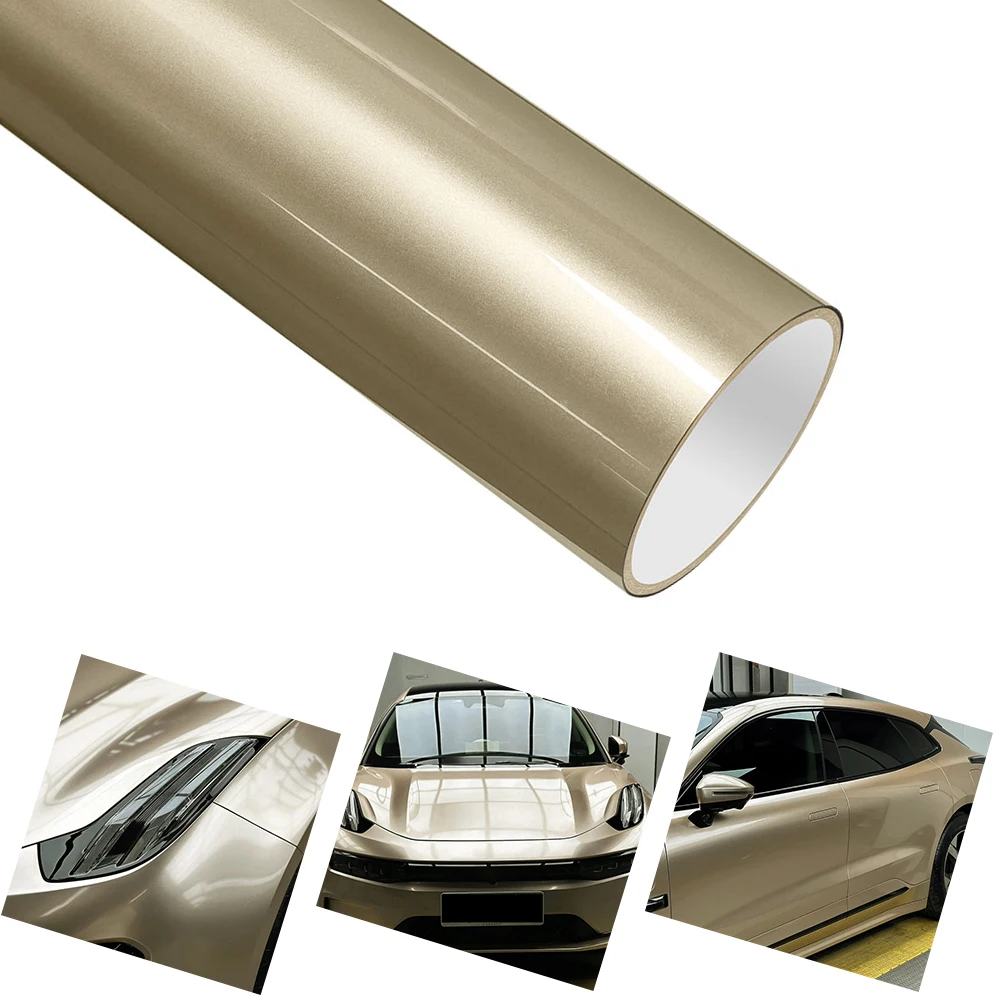 

PET Metal Paint Champagne Black Car Vinyl Film Car Wrap Decal With Air Release Motorcycle Auto Interior Exterior DIY Decoration