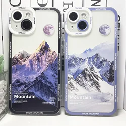 Aesthetic Snow Mountain Travel Outdoor Silicone Phone Case For iPhone 16 15 14 13 12 11 Pro Max Mini Plus Soft Cover