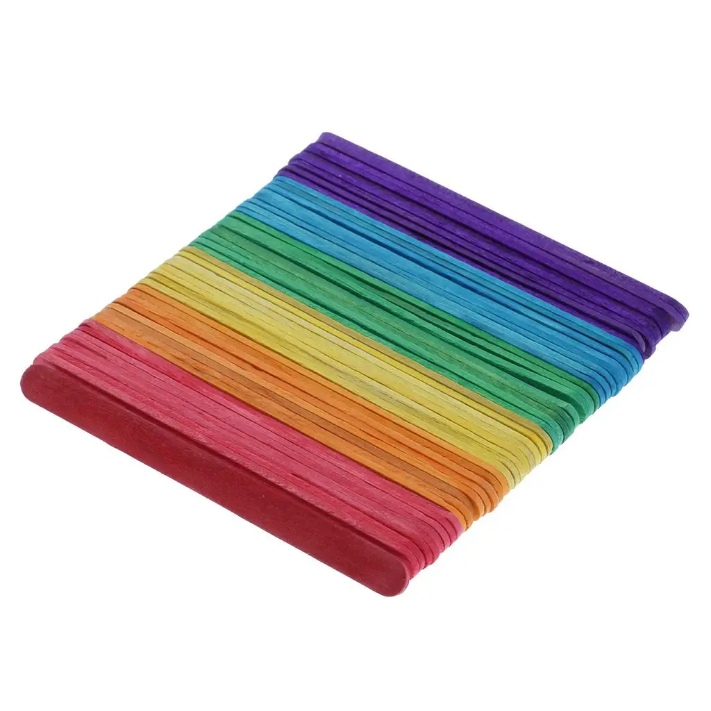 50 Pcs Rainbow Wooden Spatulas Craft Sticks Wooden Sticks Wooden Sticks for Crafting