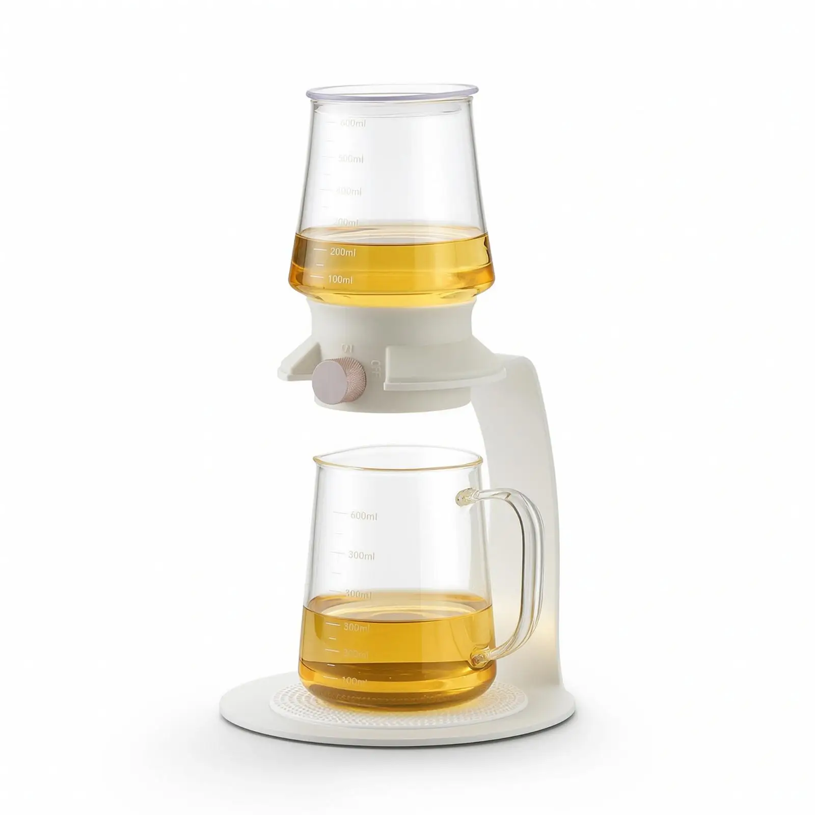 Glass Tea Infuser with Stand Rotating Tea Pot with Infuser Cold Brew Glass Teapot for Office Workers, Kitchen