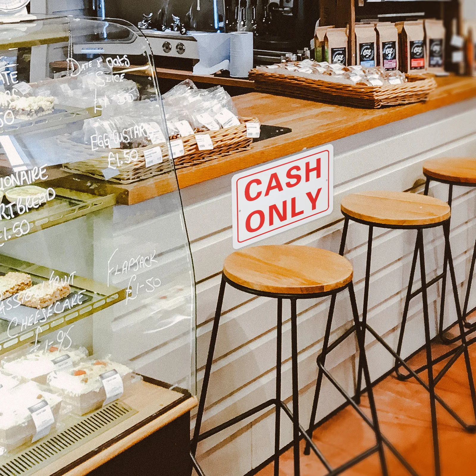 Sign Retail Store Light Weight Durable No Checks No Credit Card Cash Only Sign