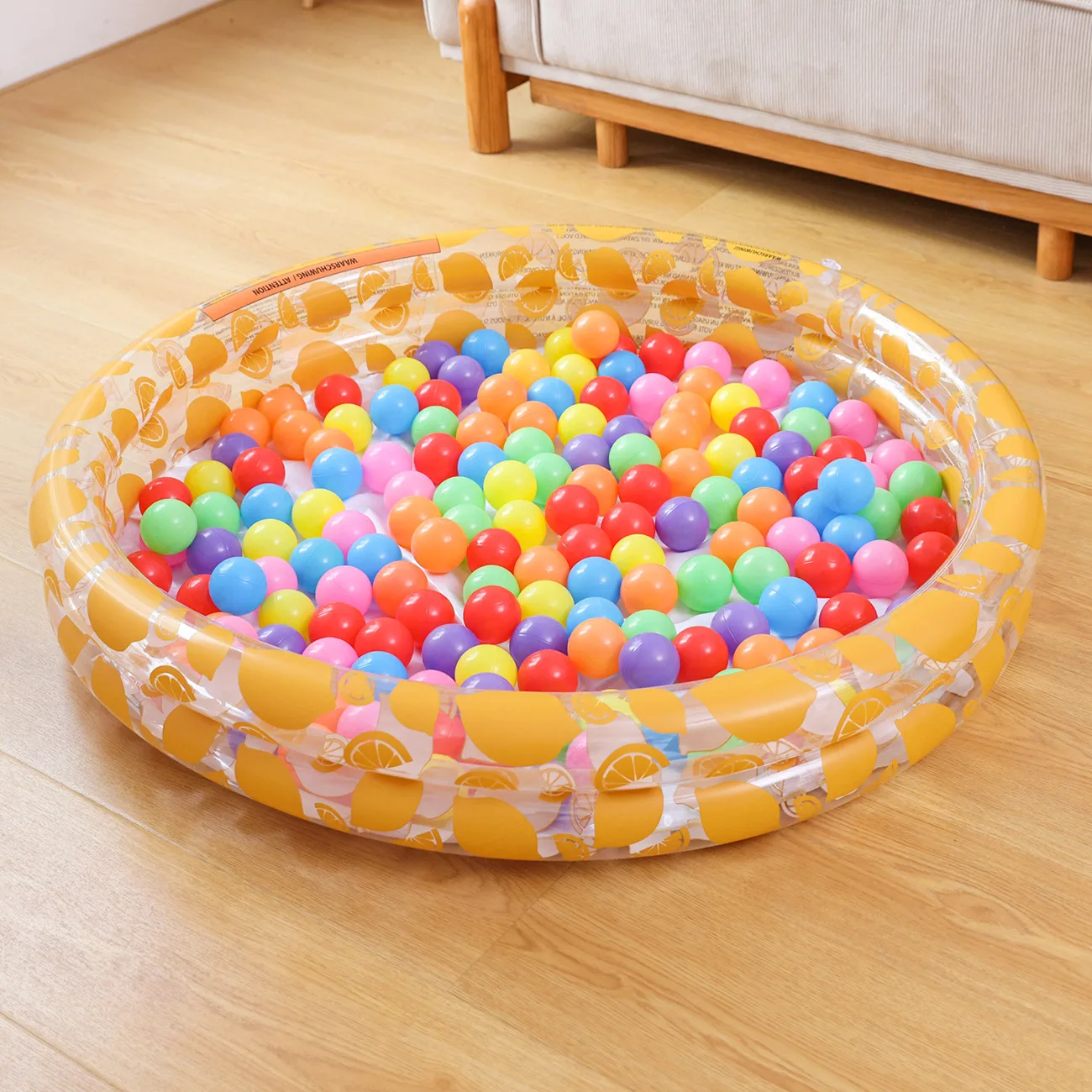 Piscina gonfiabile con palline Piscina con palline rimbalzanti per bambini in PVC Piscina con palline oceaniche a doppio anello Piscina giocattolo con limone giallo