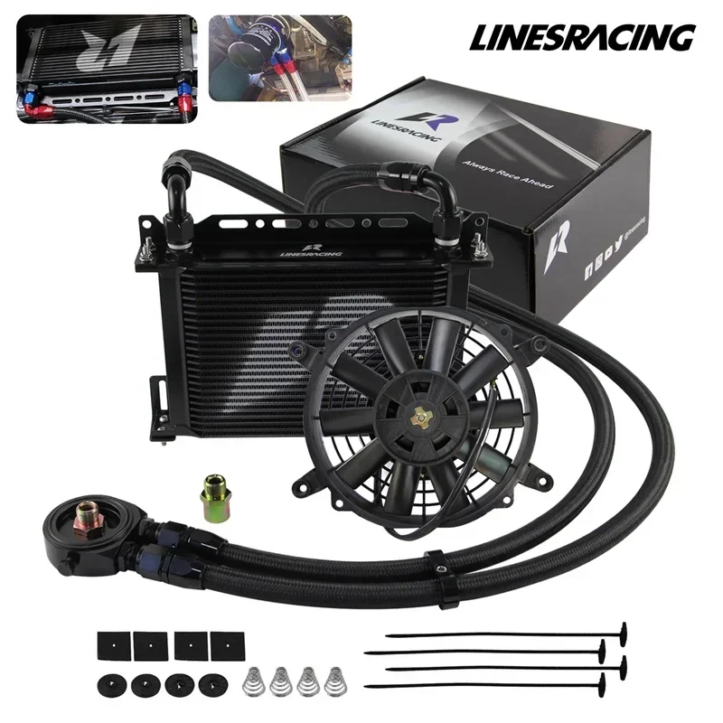 Universal LR 25 Row AN10 Oil Cooler Kit+Filter Adapter Hose Kit +7