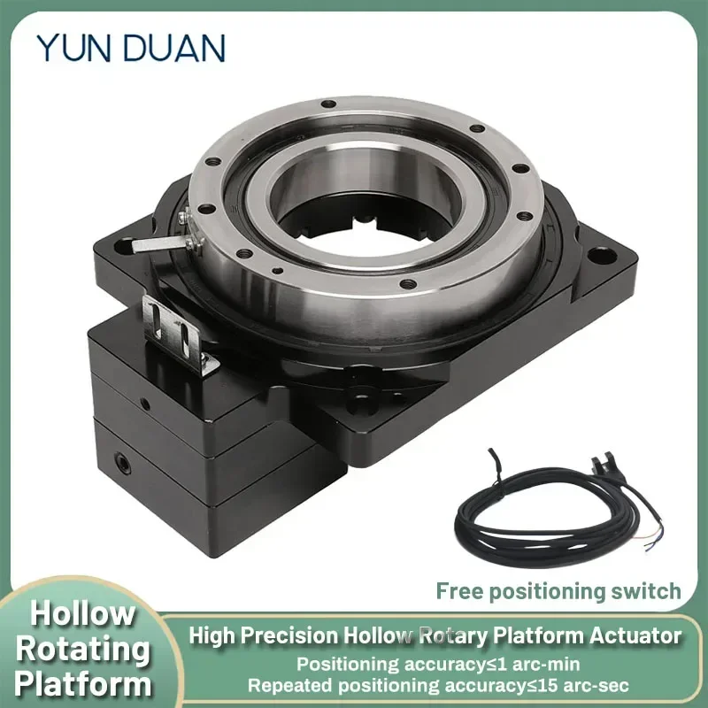 YUNDUAN CNC Turntable Hollow Rotary Table Circular Positioner Rotating Actuator Electric Indexing Disc Angle Adjustment Table