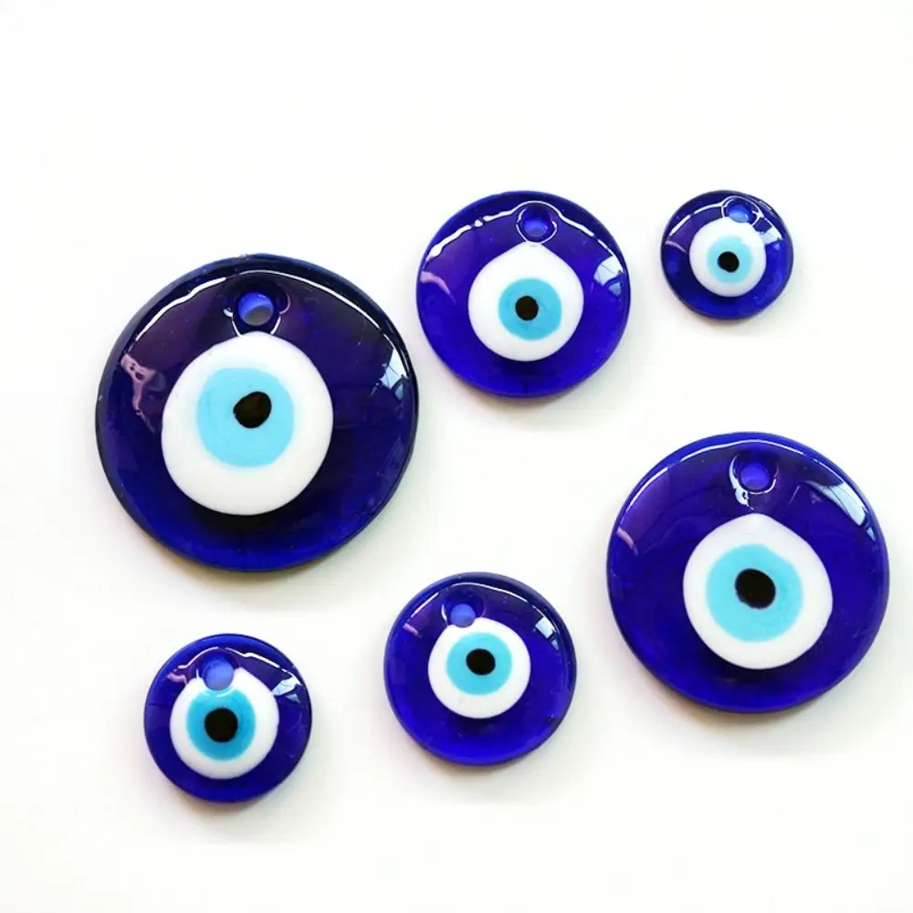 Vintage 25/30/40/60MM Evil Eye Charms Beads Classic Round Blue Eye Pendant Unisex Lucky Lucky Blue Eye Necklace DIY