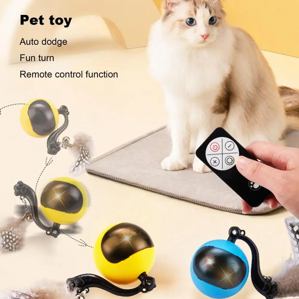 

Stimulating Natural Hunting Instincts Cats Remote Control Cat Toy Ball with Automatic Moving Feather Usb for Indoor for Cats