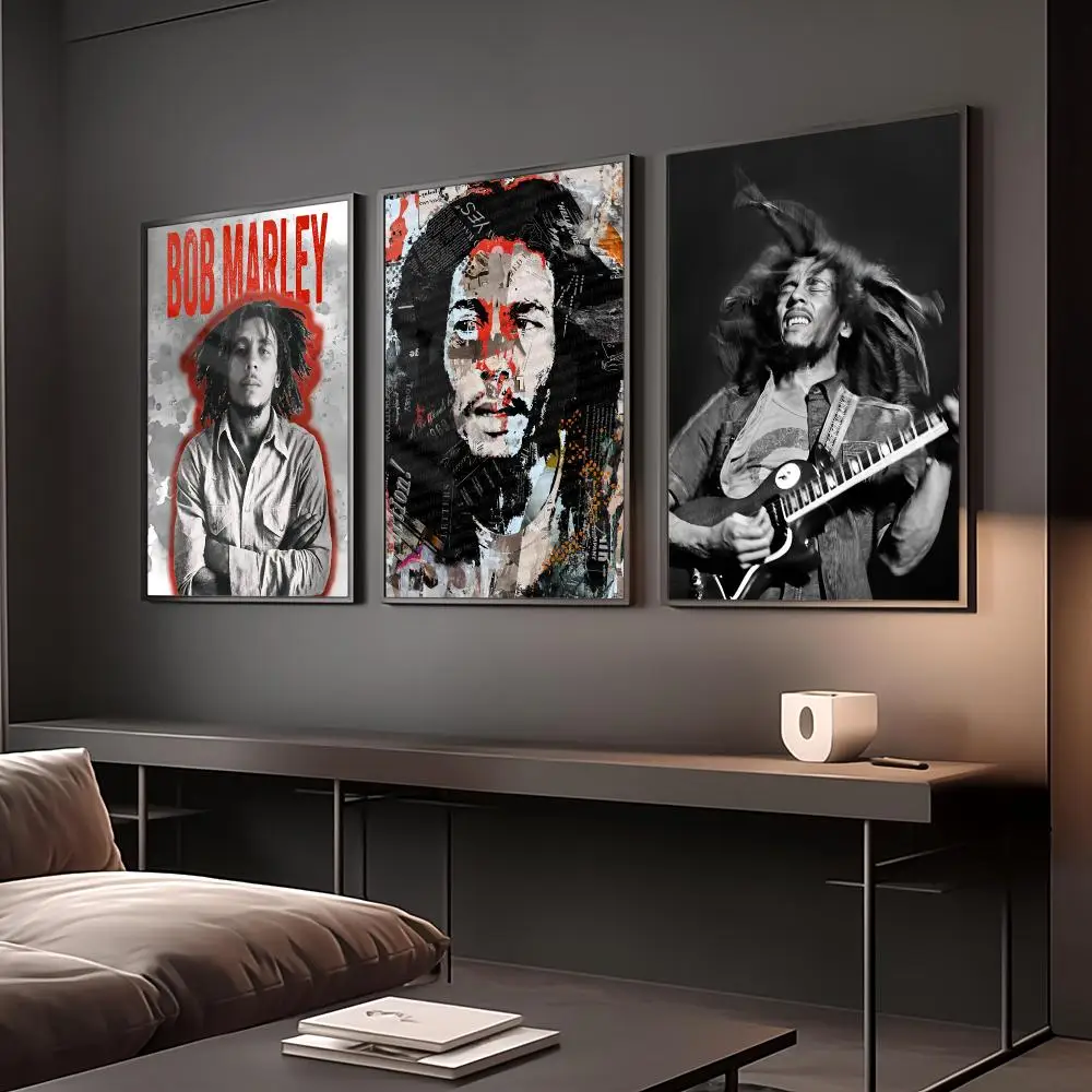 Guitar No Woman Cry Legendary Rock Singer Bob Marley Painting Calligraphy Anti Wrinkle Canvas Poster Wall Art Room Home Decor