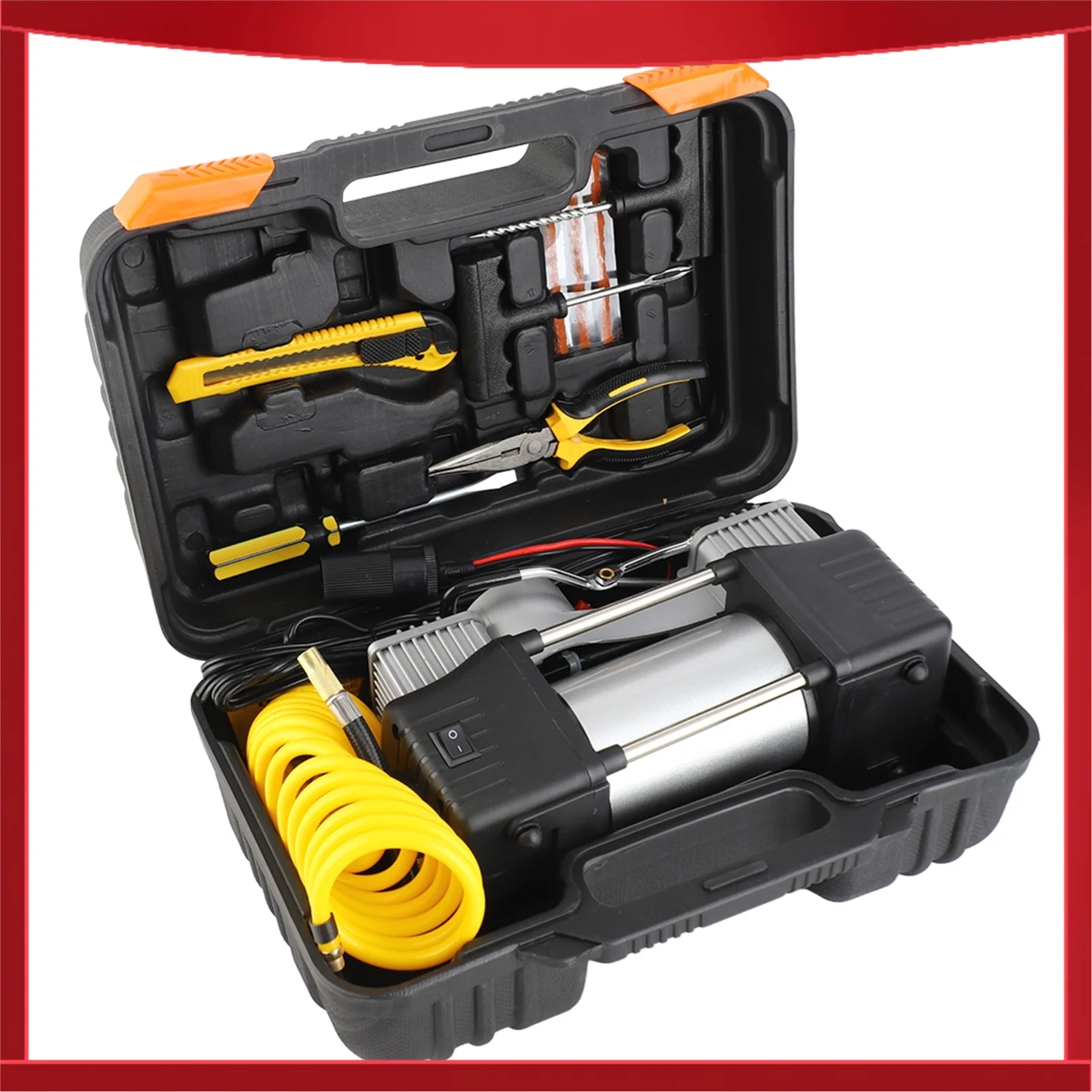 

Двухцилиндровый электрический автомобильный компрессор высокого давления с цифровым дисплеем для подкачки шин