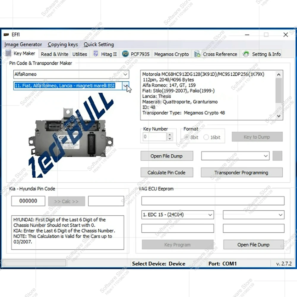 Diagnostic software Zed-Bull Clone V2.7.2 for mini zed bull Finding PIN Code Transponder Cloning OBD Programming OS Windows 2024