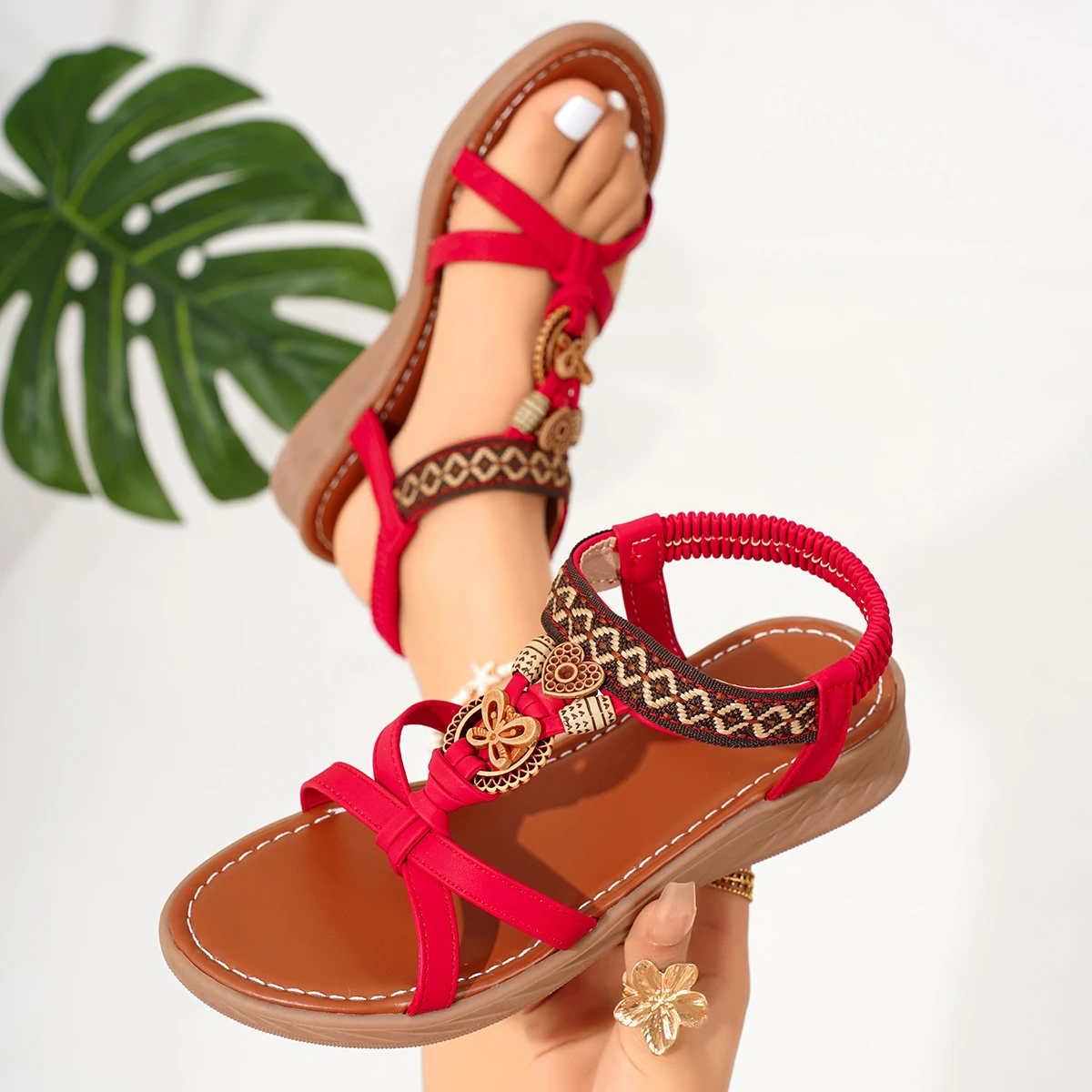 

Женские сандалии на танкетке, богемная повседневная прогулочная обувь, женская вечерняя пляжная уличная женская обувь, сандалии Sandalias De Mujer