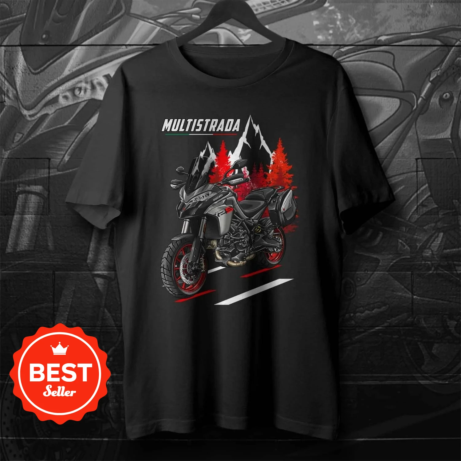 

2022-2024 Models Italy Multistrada V2 Motorcycle T-Shirt 100% Cotton O-Neck Short Sleeve Summer Casual Mens Tee Rider Streetwear