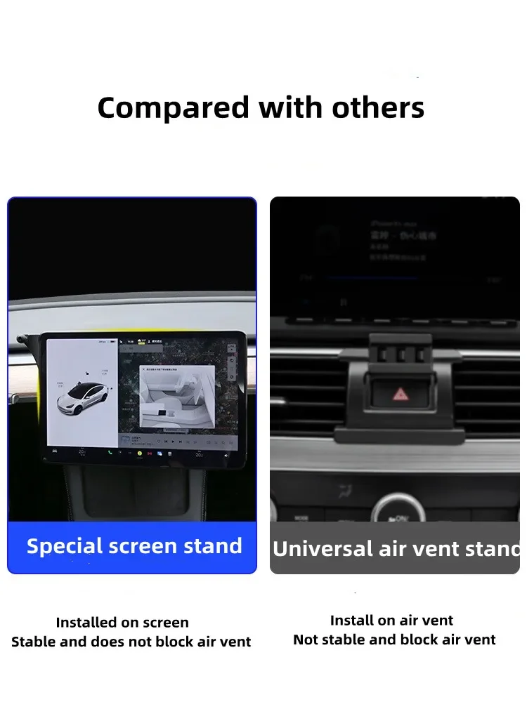 For Tesla Model 3 Model Y Car Phone Holder Navigation Screen Fixed Clip Cell Phone Mount for Samsung iPhone 12 11 XS XR