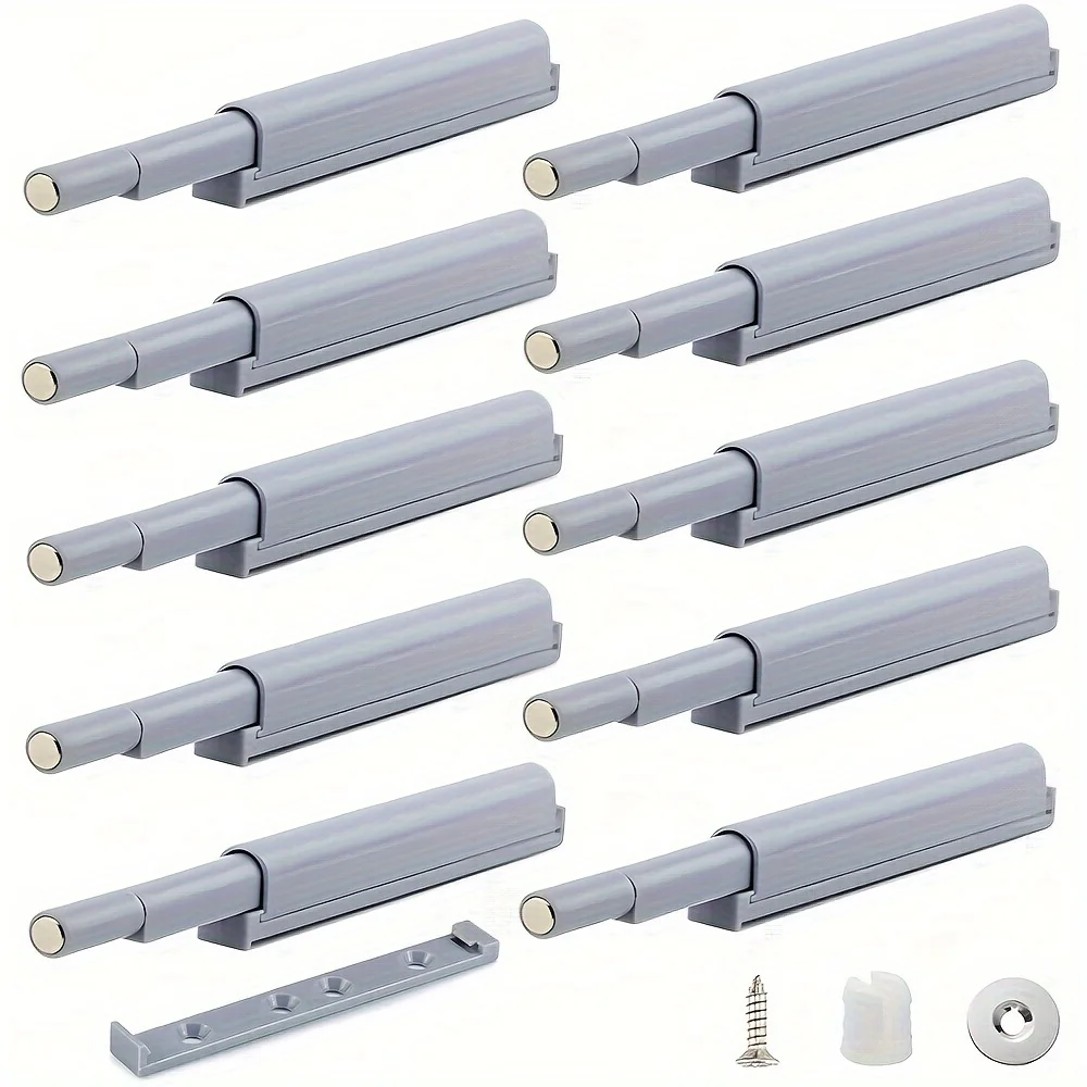 Magnetic Push Latches for Doors - Easy Install, Touch Release Cabinet & Drawer Catch - Polished Metal Finish, Ideal for Wardrobe