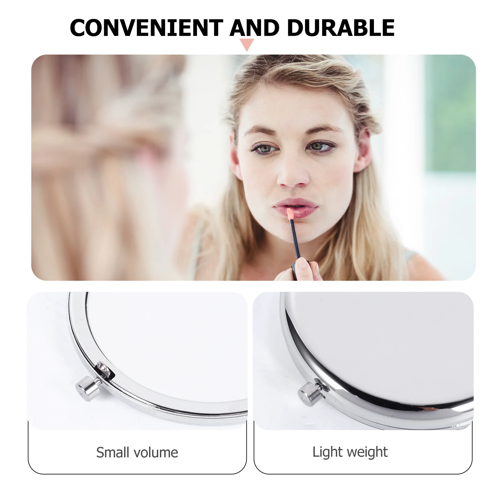 

1Pcs Round Compact Metal Makeup Mirror Foldable Pocket Mini Travel Double Sided Handheld Lightweight Mirror