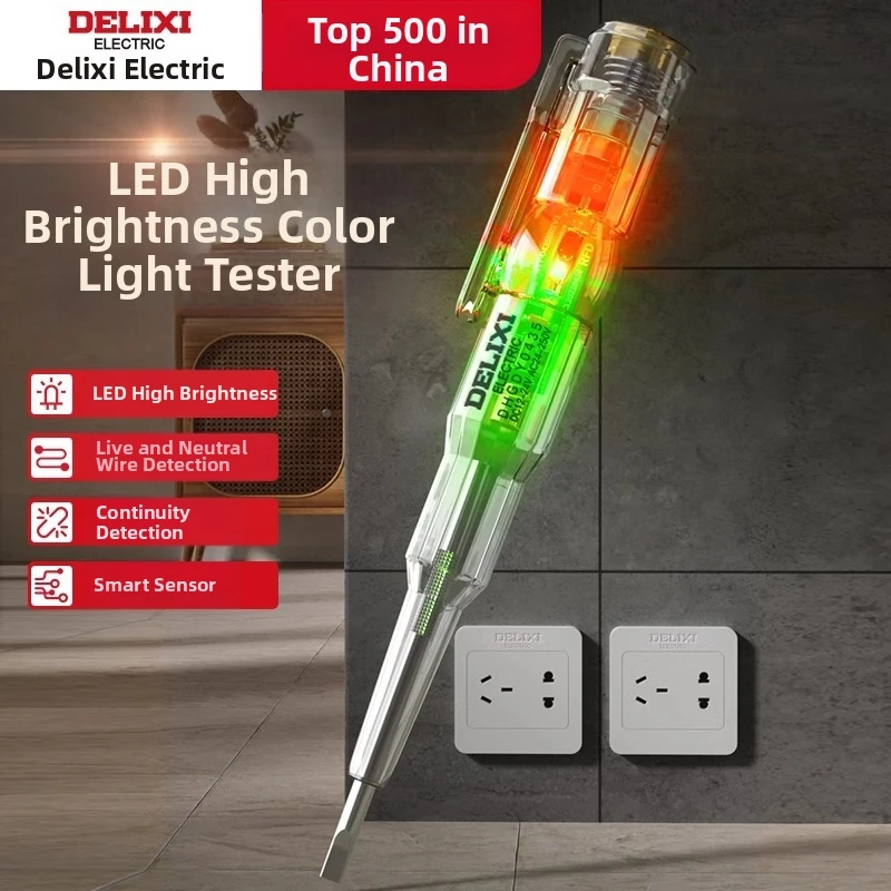 DELIXI Electric Voltage Tester Pen Screwdriver Dual Use Non Contact AC Test Pen High Bright LED Indicator Auto Detection Tool fo