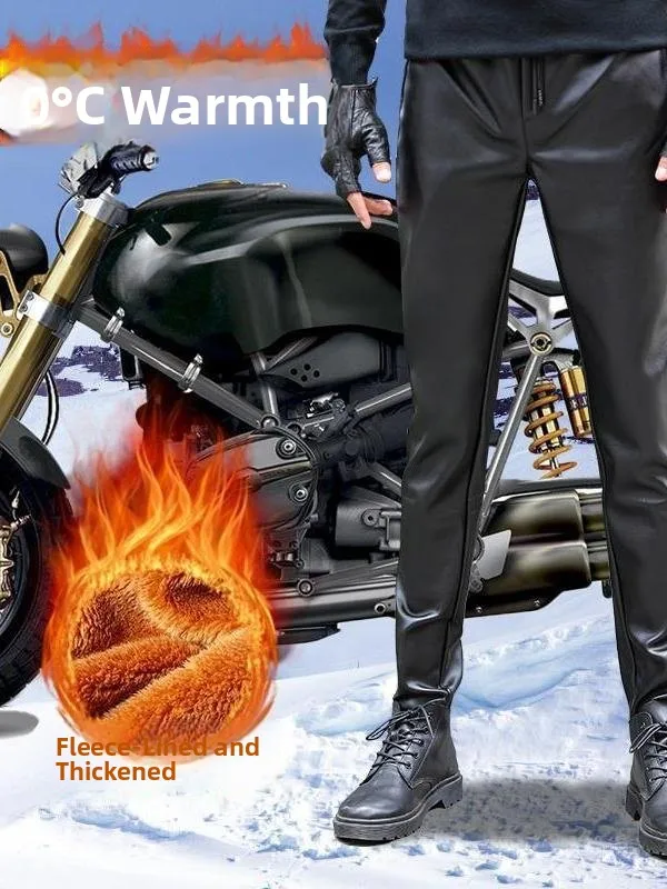 

Thiened Fce Lined Slim Fit Motorcycle Riding Pants Windproof Waterproof Casual Trousers for Men Outdoor Cycling Trousers