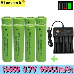 original 18650 battery with large capacity 99900Mah 3.7V+charger toy flashlight lithium-ion rechargeable battery, free shipping