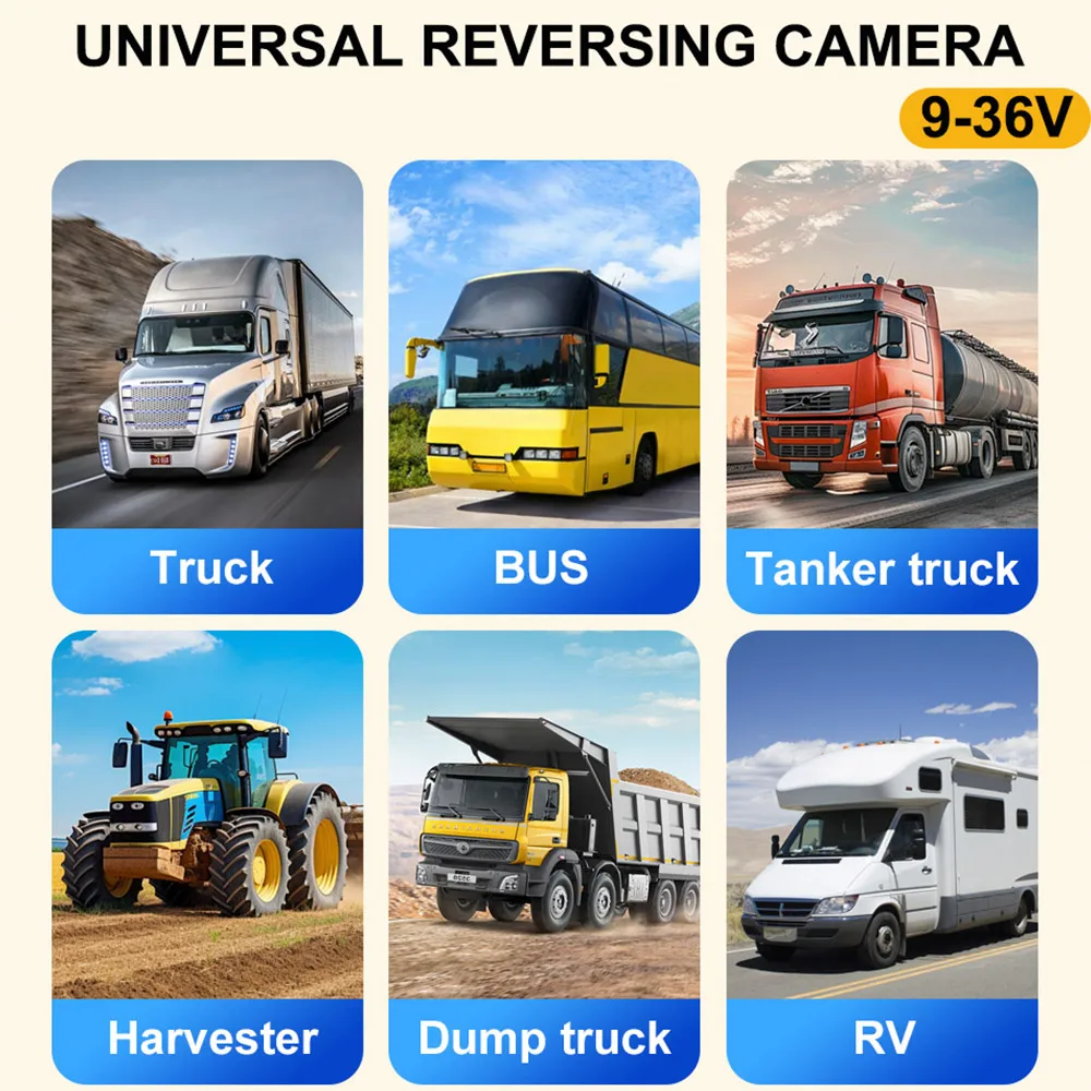 1920*1080P Car AHD Rear View Backup Camera 4PIN/AV for Heavy Truck/Bus/RV Vehicle Starlight Night Vision Reversing Waterproof