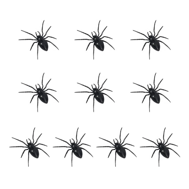 

Durable Halloween Plastic Spiders Set Of 10 Eerie Crawly Props Halloween Party Supplies For Festival Decorations