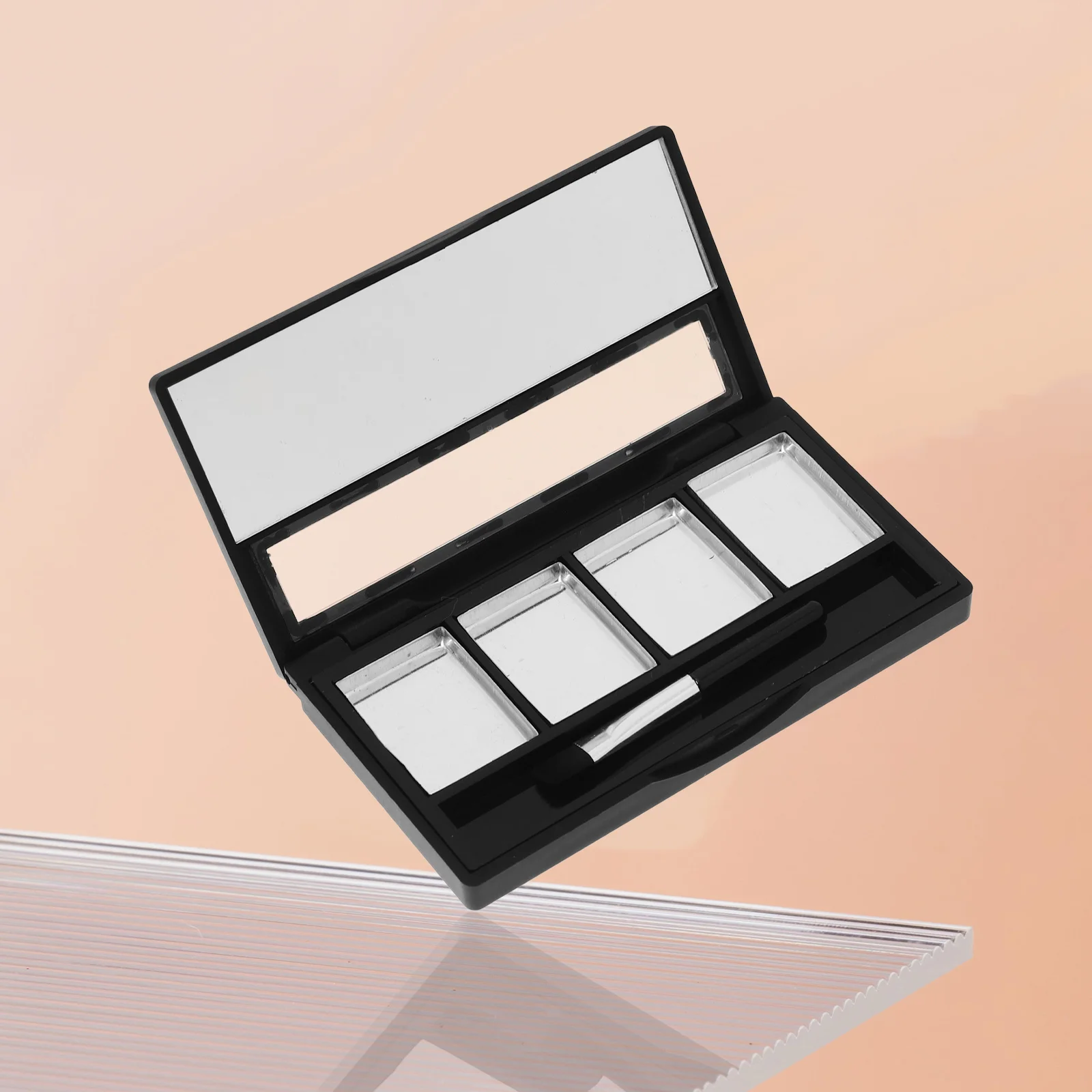 

4Pcs Eyeshadow Box Empty Mini Palette 4plus1 Compartments DIY Storage Case for Daily Travel Use Portable Black