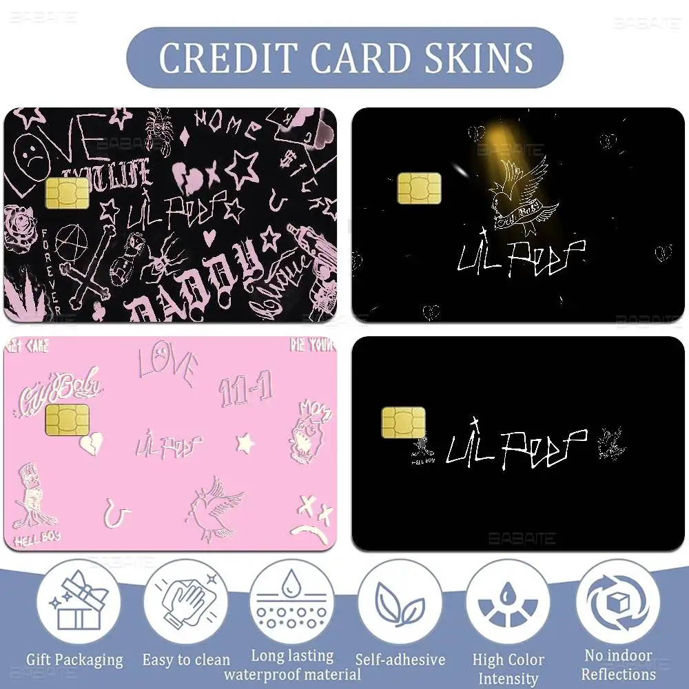 Singer Rapper L-Lil P-Peep Cartoon Credit Card Skin Stickers for Bank Card Bus Metro Card Sticker Waterproof Women Gift