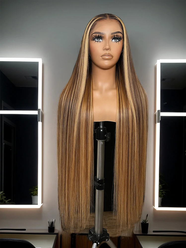 

30 Inch Honey Blonde Ombre Lace Front Wig Human Hair 13x4 Highlight 4/27 Straight HD Lace Frontal Wigs For Women Pre Plucked