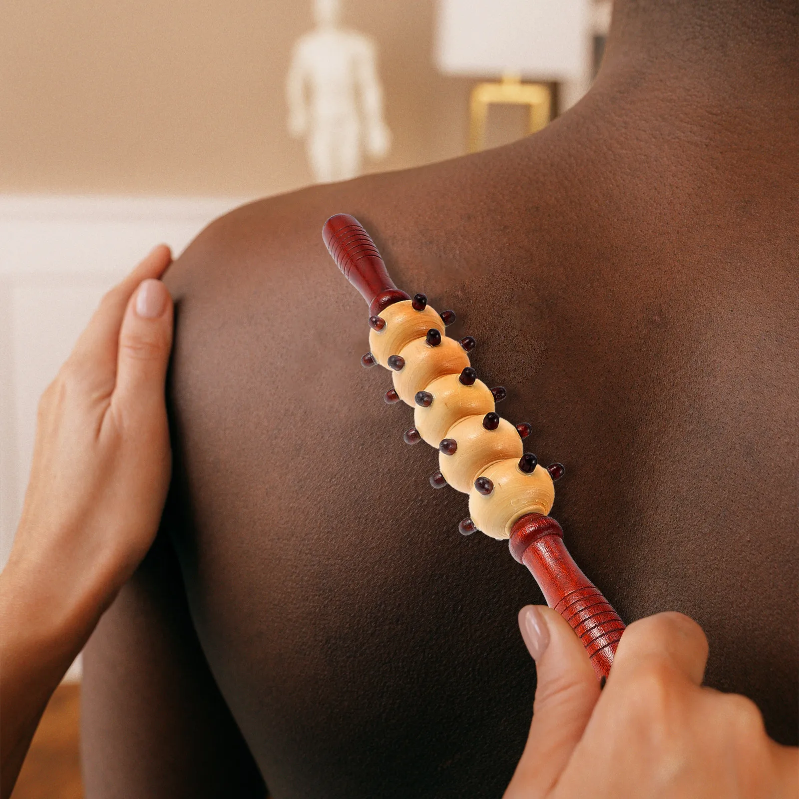 

1 шт. Деревянный массажер для живота, роликовый массажный стик для всего тела, портативный инструмент для расслабления мышц, многофункциональный инструмент для фитнеса и йоги, палка для релаксации