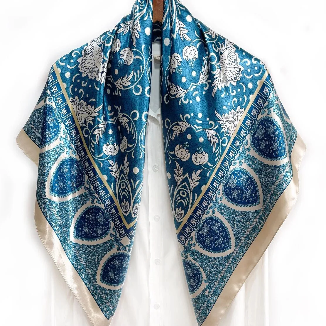 

Women Spring Summer Square Scarf 90*90cm Satin Silk Scarves Headscarf Female Foulard Beach Bandana Ladies Neckerchief Hair band
