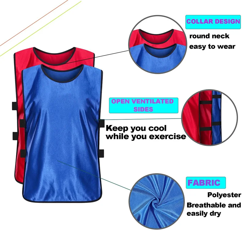 A69P-12 Pack Dodgeball Game Vests Soccer Practice Jerseys Training Vest For Adults For Indoor Outdoor Playground XL