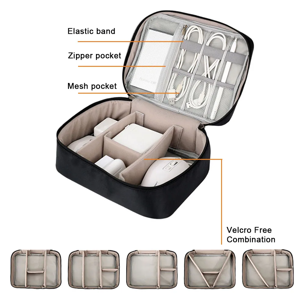 New Portable Electronic Accessories Travel case,Cable Organizer Bag Gadget Carry Bag for iPad,Cables,Power,USB Flash Drive