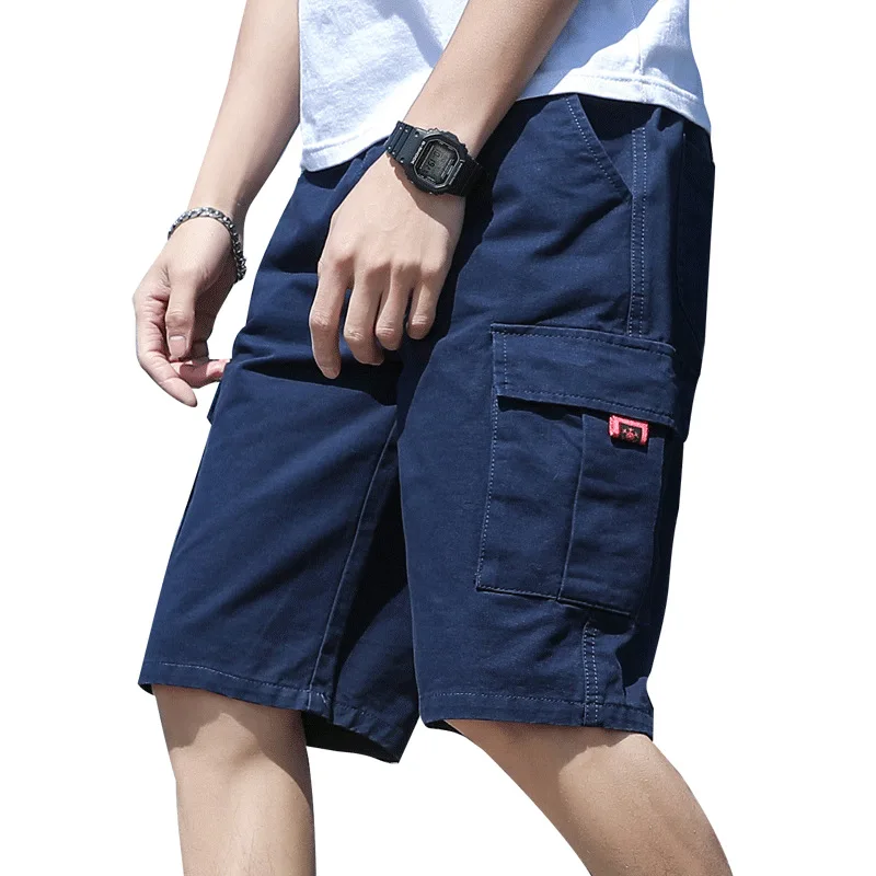 Pure Cotton Work Shorts for Men's Summer Thin Outerwear Trendy Casual Pants with Loose Fit and Sporty Shorts for Men's Pants