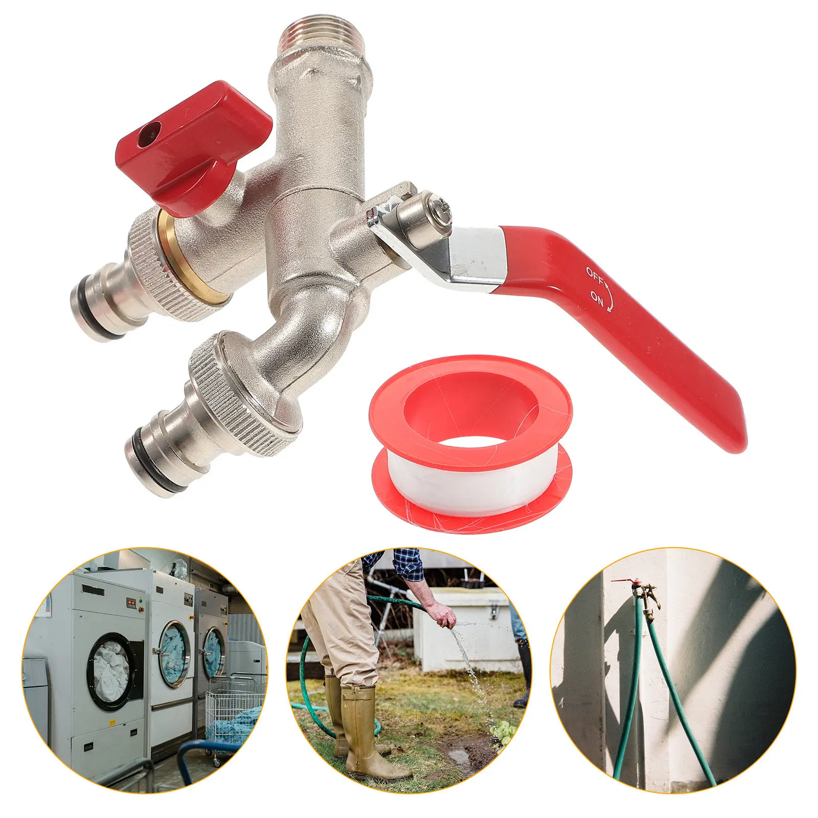 

1/2 Inch Double Switch Water Tap Brass Laundry Faucet For Washing Machine Mop Sink Outdoor Bathroom Accessories