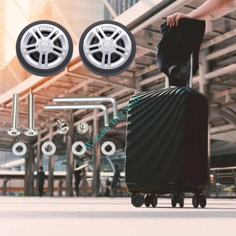 H3CB 2 قطعة عجلات الأمتعة البديلة العالمية عجلات حقيبة بلاستيكية عملية هادئة للمسافر المتكرر #2