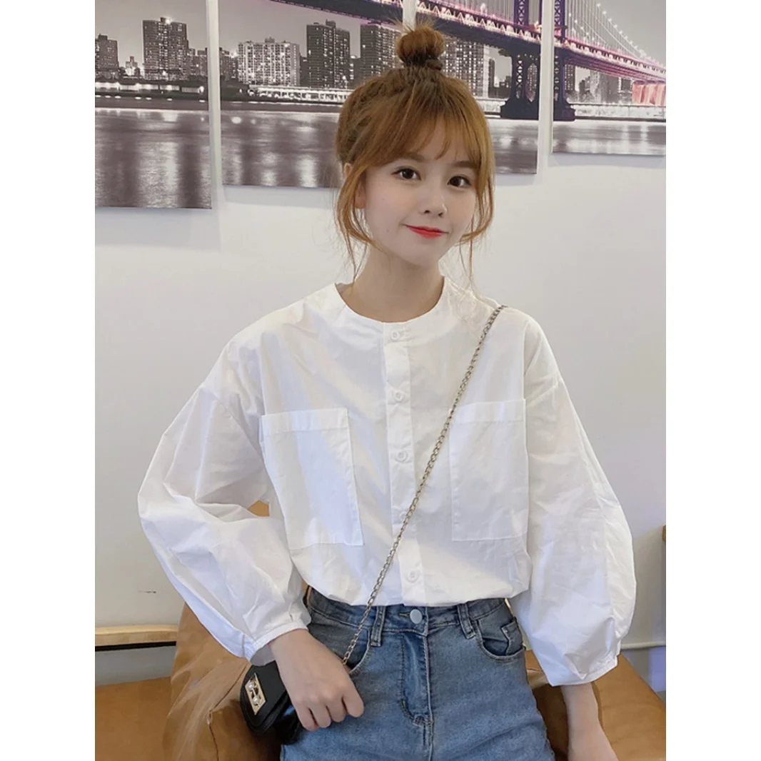 

Long Sleeve Shirts Womens Satin Patchwork Slim Fit Turn Down Collar Feminine Minimalist Romantic Preppy Youthful Spring Look