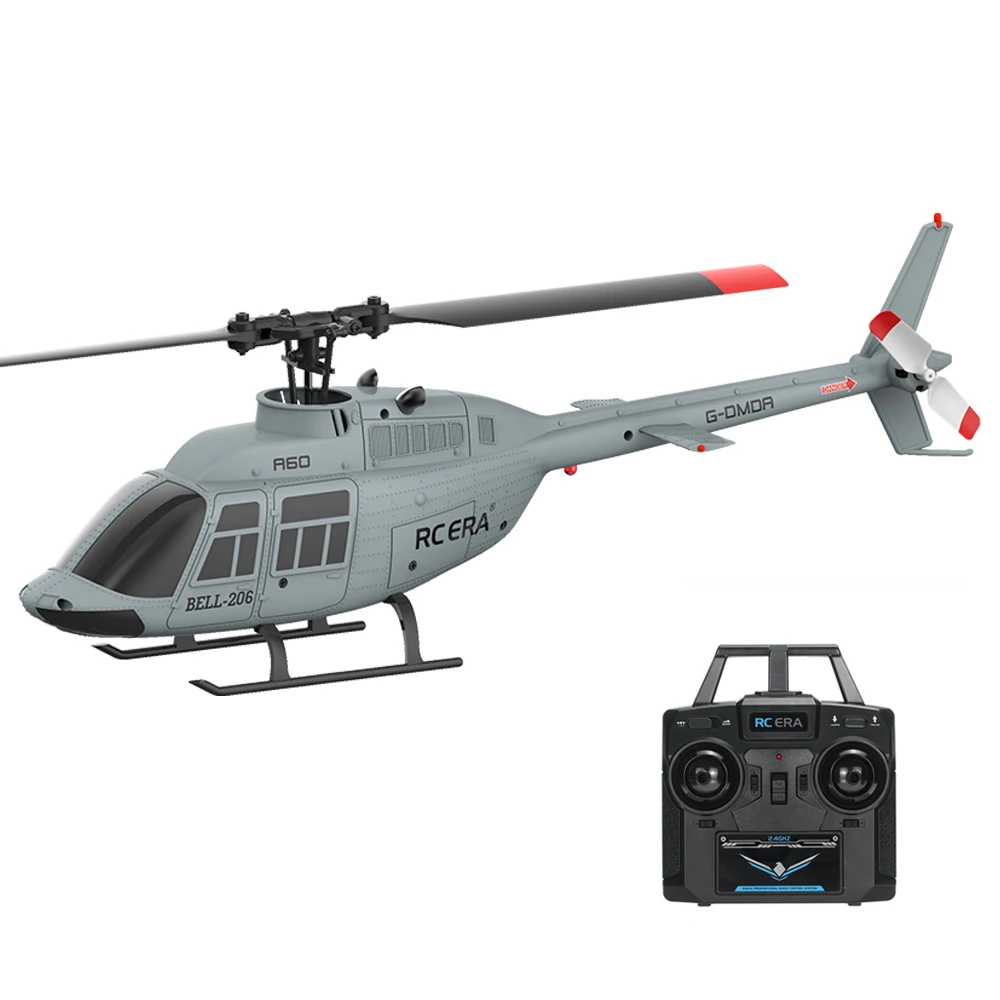 Novo a60 bell 206 1:42 escala 2.4g 4ch 6 eixos giroscópio localização de fluxo óptico altitude hold flybarless rc helicóptero rtf