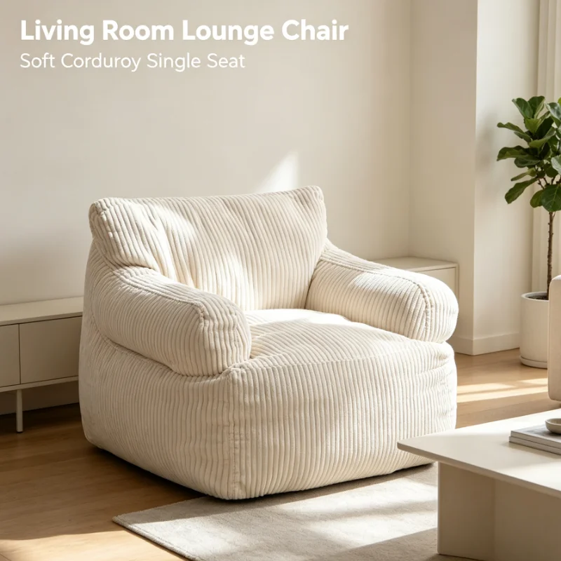 Corduroy Armchair Soft Plush Lounge Chair Cozy Single Sofa For Living Room Bedroom Home Furniture