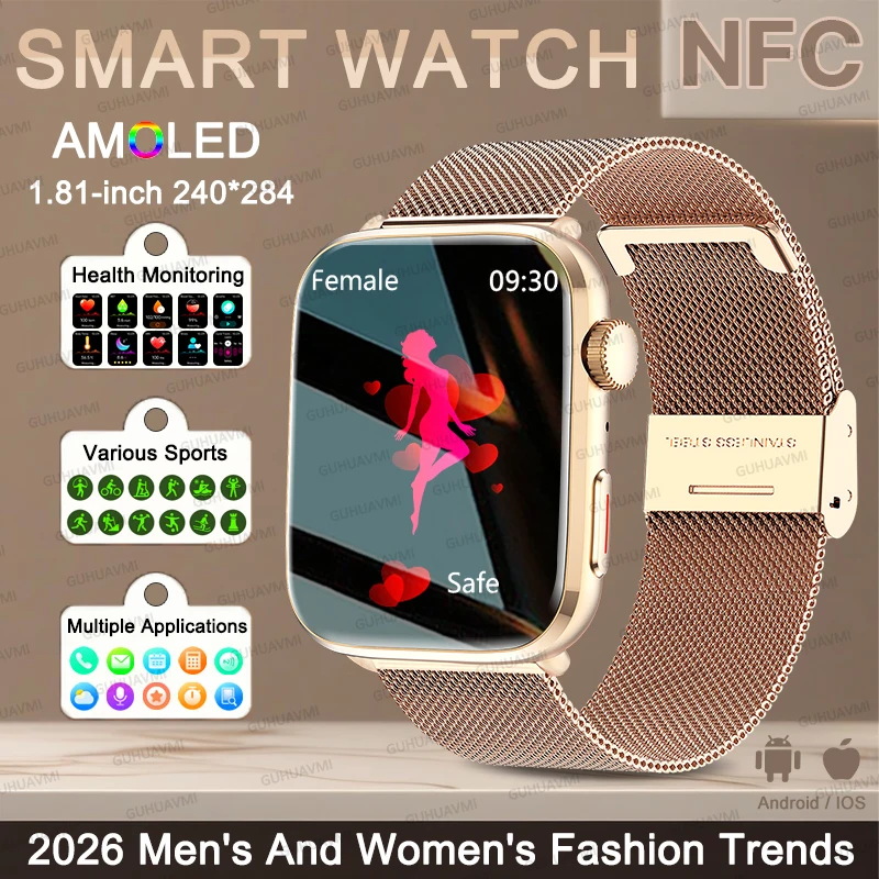 أزياء المرأة الجديدة Fit 3 الترا AI التشخيص الذكي ساعة ذكية NFC بلوتوث دعوة مراقبة الصحة ساعة مقاومة للماء لنظام أندرويد iOS